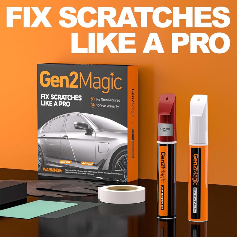 Gen2Magic Ultra Red Touch Up Paint Pen Kit for Telsa Y 3 S X [Clear Coat Included], PR01 Color Match for Scratches, Rock Chips, Bumper Dings, Easy Scratch Repair & Rust Remover for Tesla Owners - Image 2